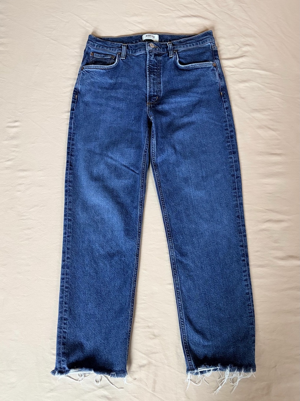 Agolde Distressed Frayed Hem Mid Rise Jeans Organic Cotton Blend Size 28